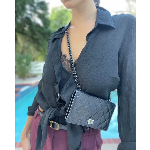 CHANEL Handbags - SALE🇺🇸 Chanel Reissue in Matelassé Lamb Leather Dual Tone Gun Metal/Silver WOC